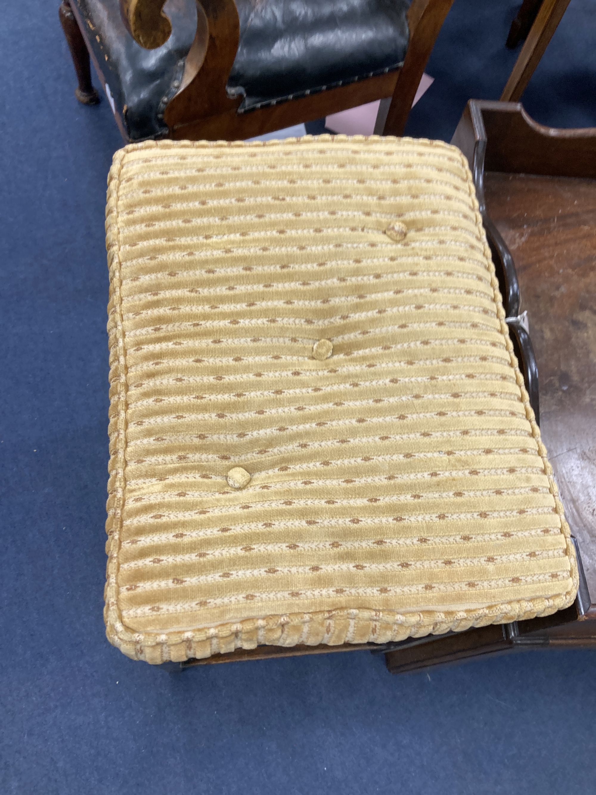 A butlers tray table, width 78cm depth 56cm height 54cm, and a Georgian mahogany stool